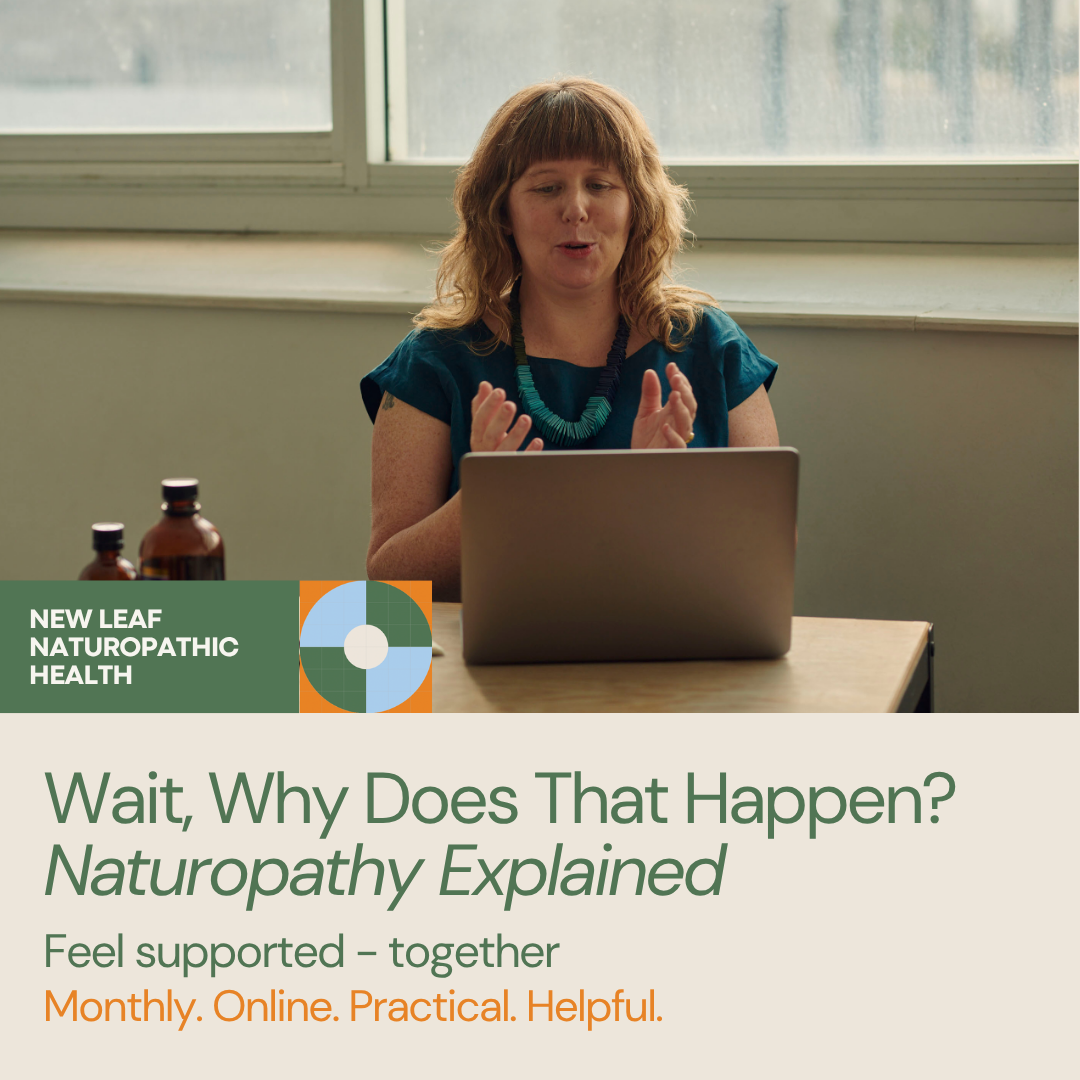 Hannah Boyd, naturopath at New Leaf Naturopathic Health, leading a group naturopathic session