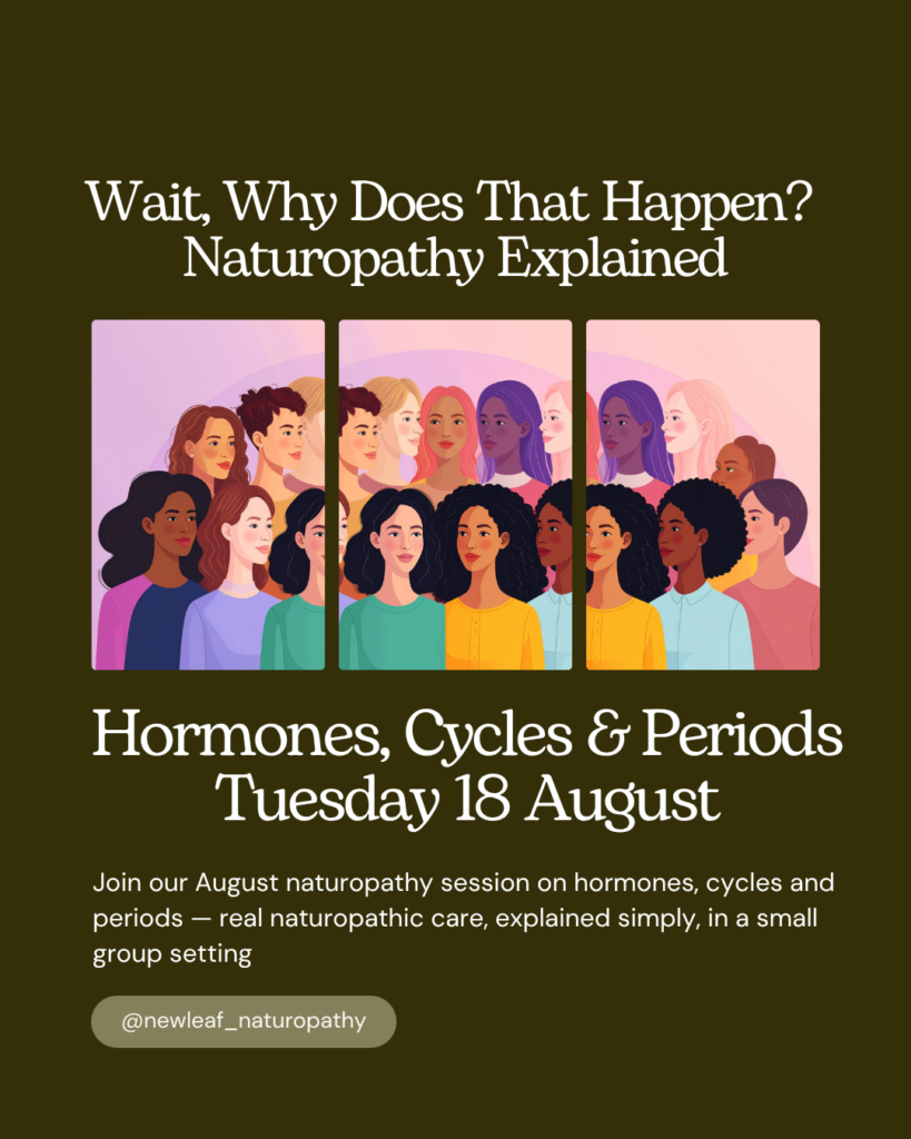 naturopaths explaining hormone health, periods, group natropathy